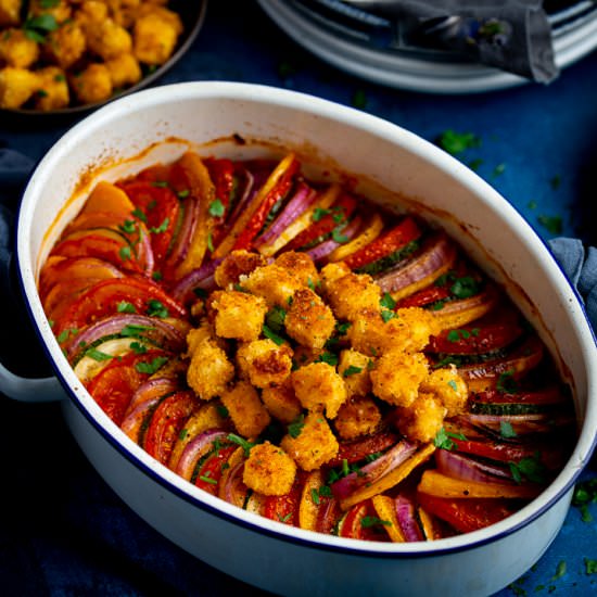 Ratatouille with feta croutons