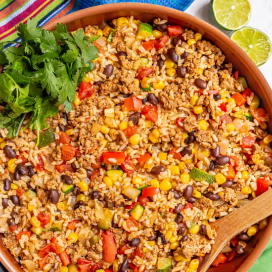 Turkey taco rice skillet