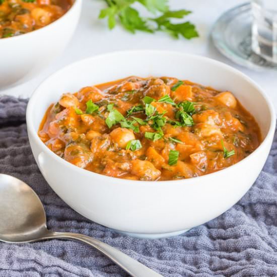 Plant Based Chickpea Spinach Stew