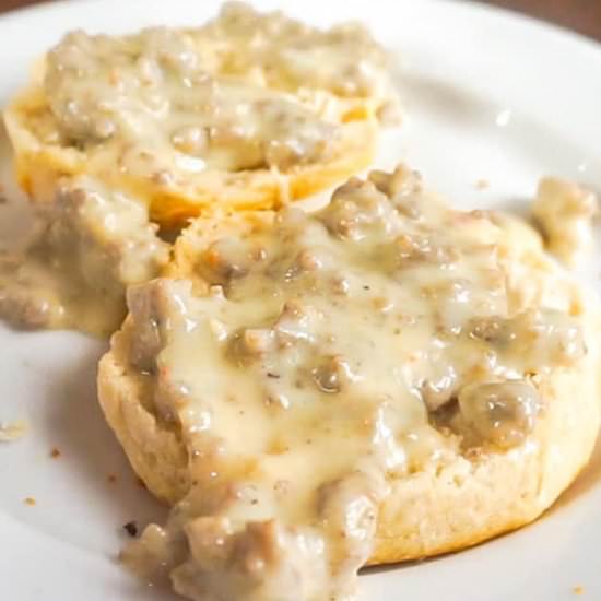 Sausage Gravy and Biscuits