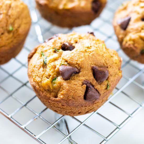 Easy Pumpkin Zucchini Muffins