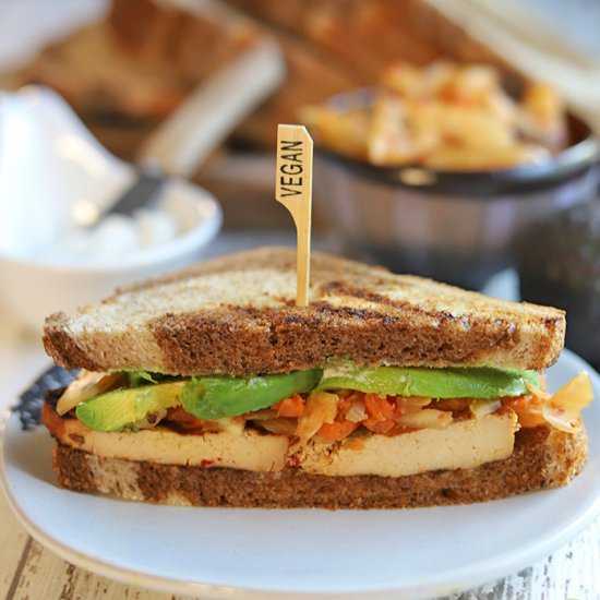 Bulgogi tofu sandwich with kimchi