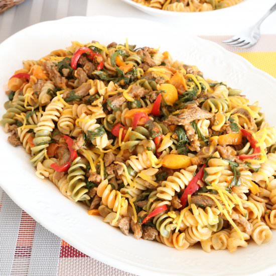 Rotini with Beef and Spinach