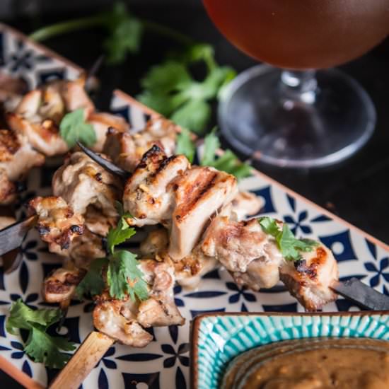 Beer Chicken Satay with Almond