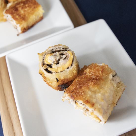 Cheese and nori pork rolls