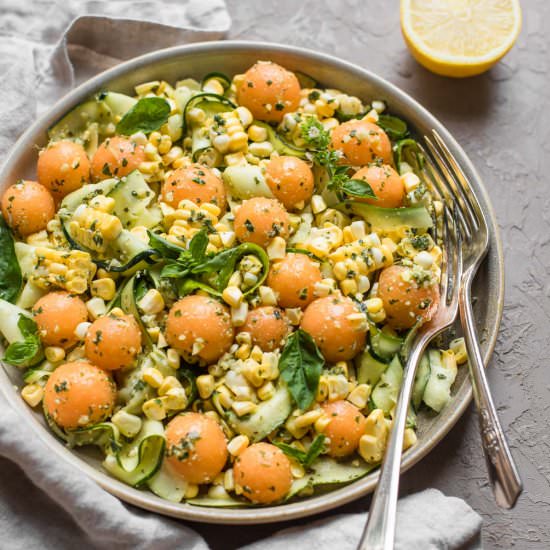 Cantaloupe, Corn, & Zucchini Salad