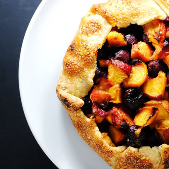 Peach cherry crostata