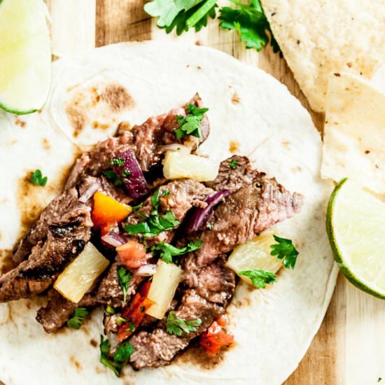 hawaiian grilled steak tacos