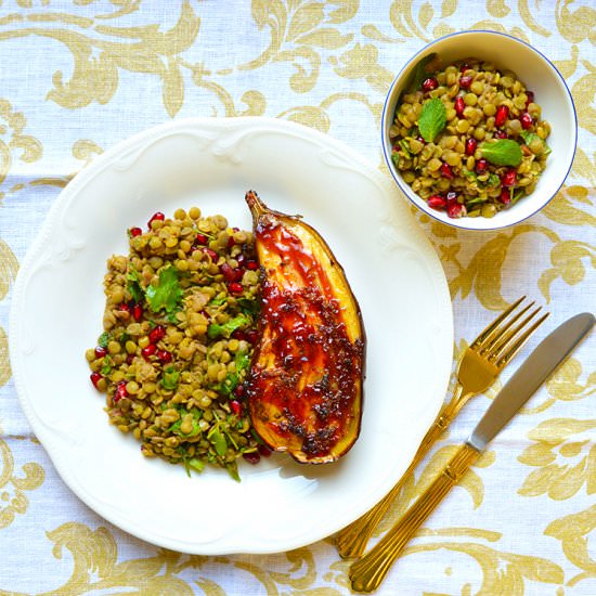 Aubergine & Lentils Salad