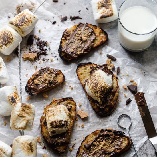 grilled s’mores crostini