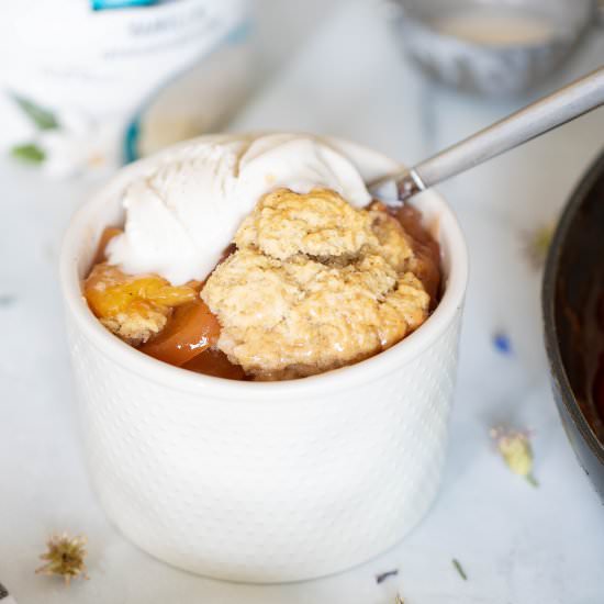 Vegan Southern Maple Peach Cobbler