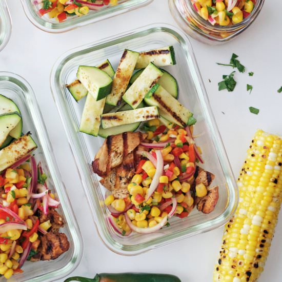 Grilled Adobo Chicken & Corn Relish