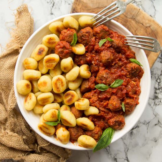 Gnocchi with Sausage Meatballs