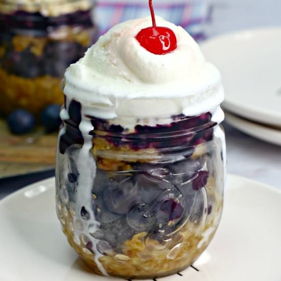 Blueberry Crumble Baked In A Jar