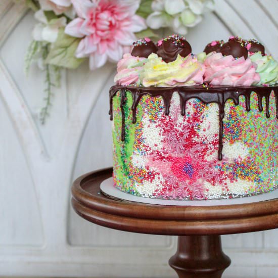 sprinkle drip cake