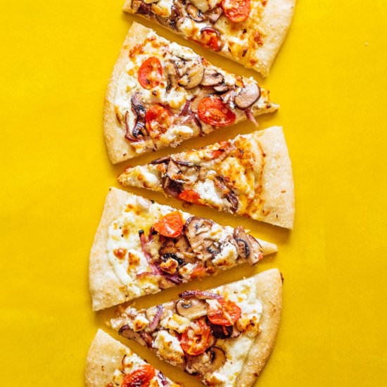 Goat Cheese Pizza with Mushrooms