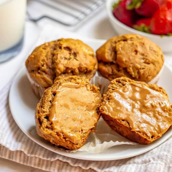 Whole wheat PB banana muffins