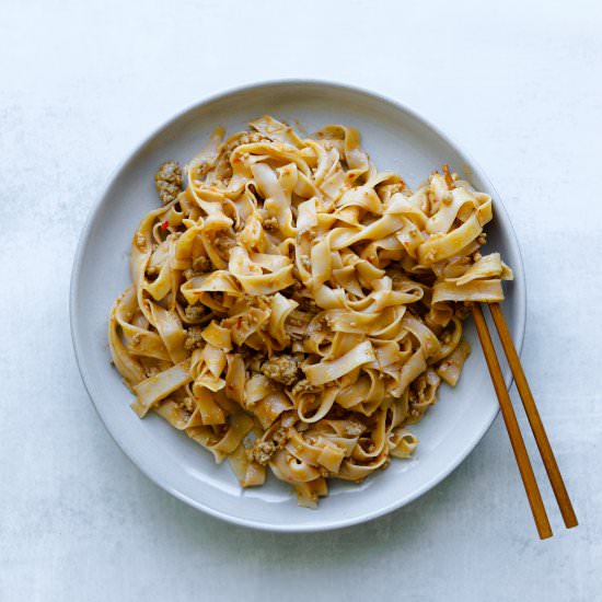 5-Ingredient Pork + Peanut Noodles