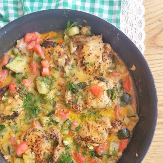 Chicken and Zucchini in Dill Sauce