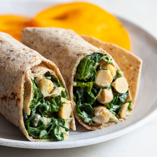 Vegan Chickpea Caesar Wraps