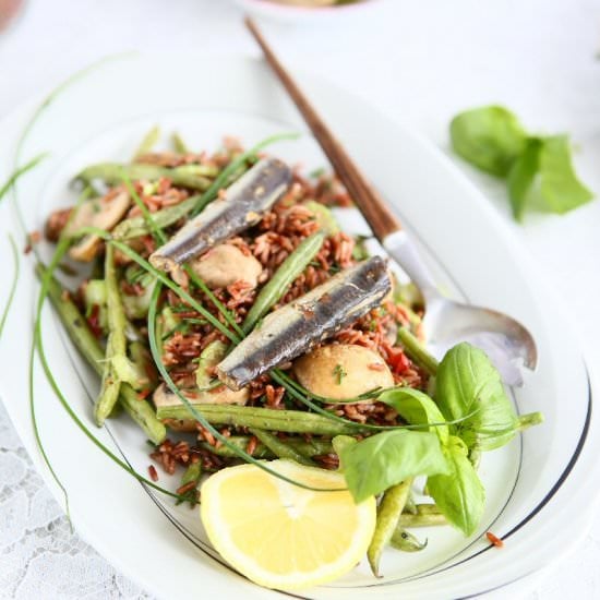 Red Rice Salad with Green Beans