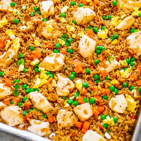 15-Min Sheet Pan Chicken Fried Rice