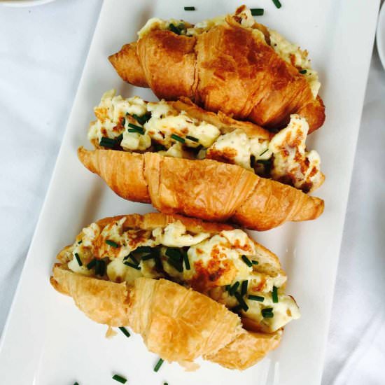 Morning croissant and scrambled egg