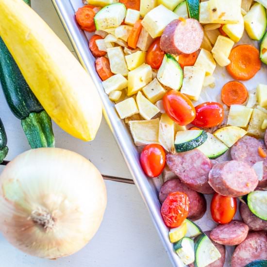 One Pan Sausage & Summer Veggies