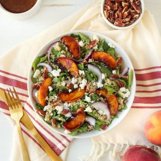 Caramelized Peach Arugula Salad