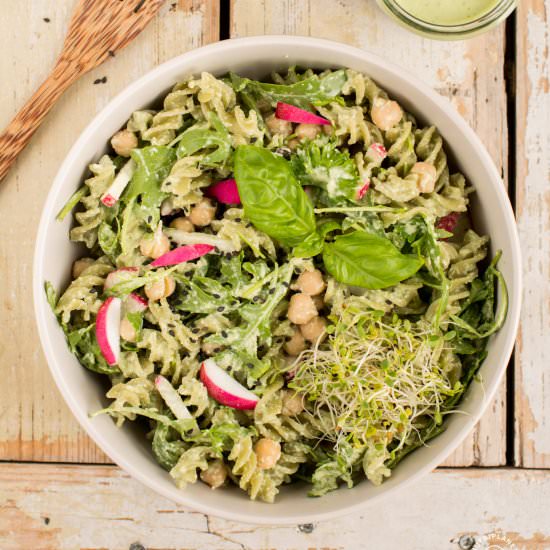 Vegan Basil Cashew Pesto Pasta