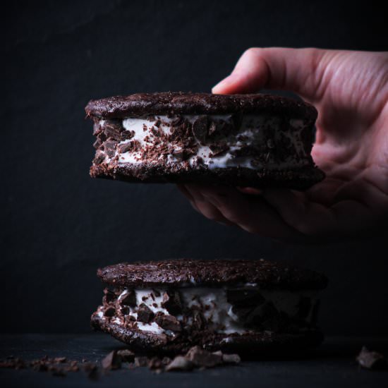Chocolate Cookie Ice Cream Sandwich
