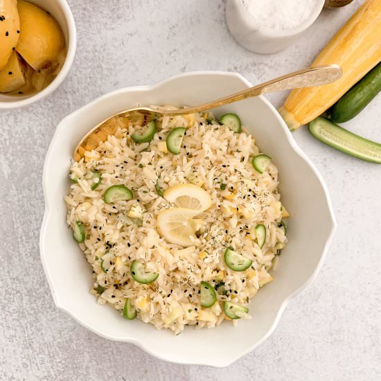 Lemony Orzo Summer Squash Salad
