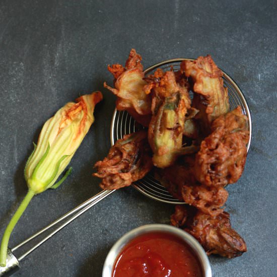 Onion Stuffed Sqash Blossoms