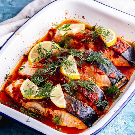 Harissa Roasted Salmon with Potato
