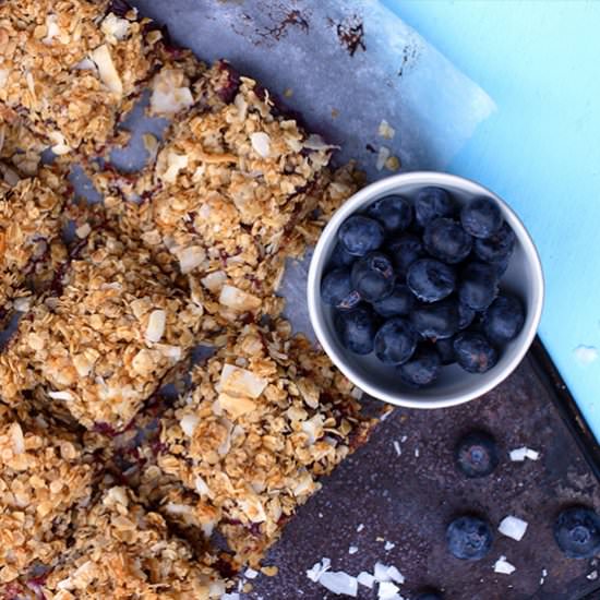 Rhubarb & Blueberry Coconut Bars