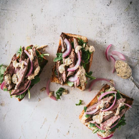 Open Faced Steak Sandwiches