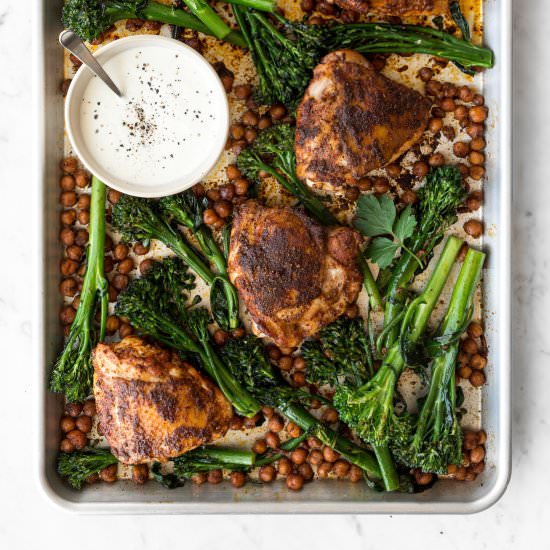 sheet pan harissa chicken