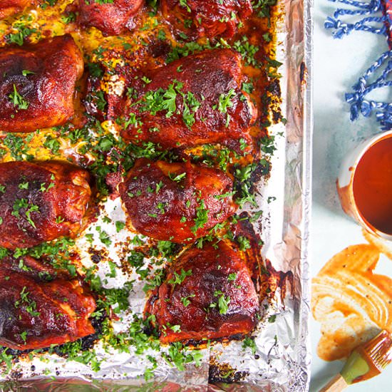 BEST Baked BBQ Chicken Thighs
