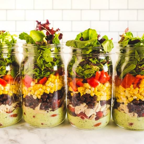 Mexican salads in a jar