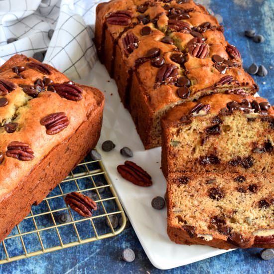 Banana Yogurt Chocolate Pecan Loaf