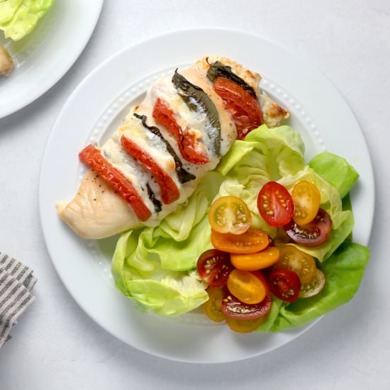 Hasselback caprese chicken