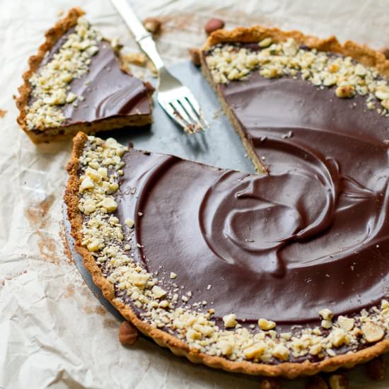 Chocolate, Hazelnut & Caramel Tart