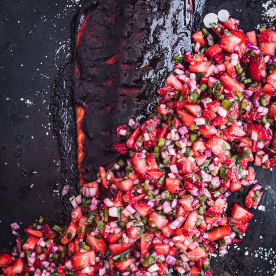 Salsa Negra Salmon with Fresh Fruit