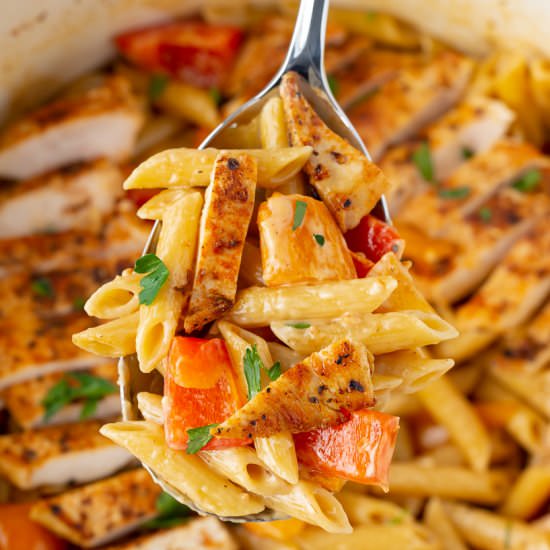 One Pot Creamy Cajun Chicken Pasta