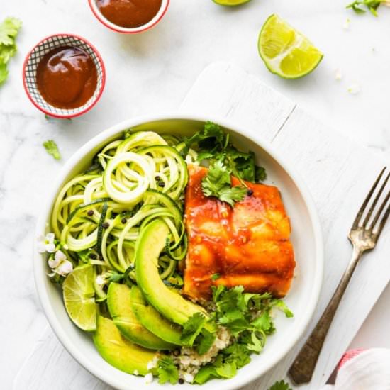 BBQ Baked Salmon and Zucchini Bowls