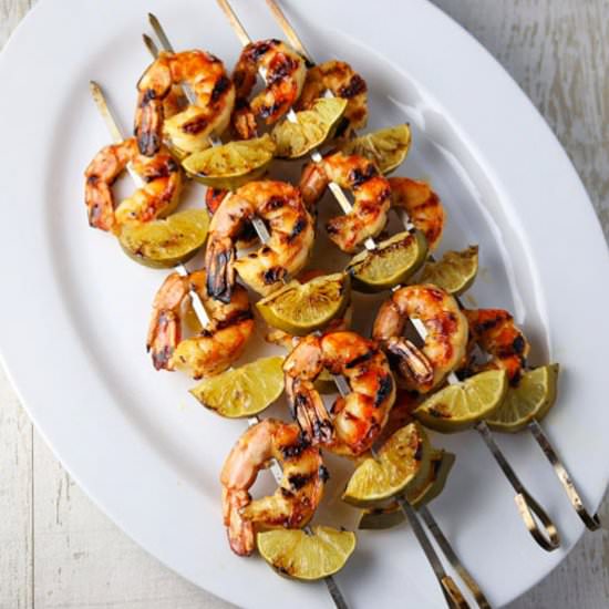 Grilled Honey Lime Shrimp Skewers