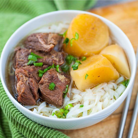 BRAISED BEEF HO FUN NOODLE SOUP