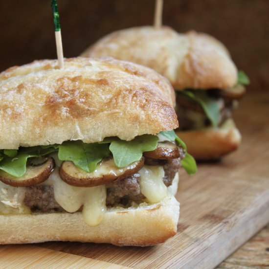 brie & truffle burger with arugula