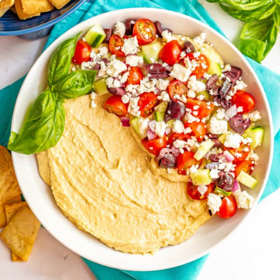 Mediterranean layered hummus dip