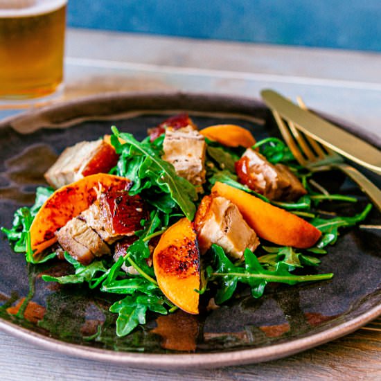 Pork Belly and Grilled Peach Salad